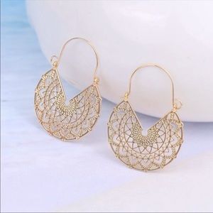 Basketweave Gold Hoop Earrings